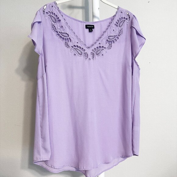 Torrid Lavender Cap Sleeve Blouse - Picture 2 of 4